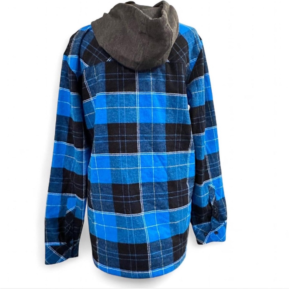 Empyre Blue Plaid Quilted Zip Hoodie Jacket | Size L - Picture 2 of 7